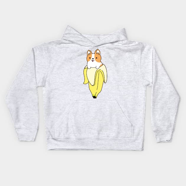 Banana Corgi Kids Hoodie by mintcorner